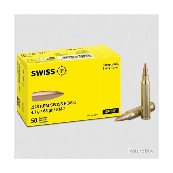 CARTOUCHES SWISS P CAL : 223 REM 63GR DS-1 TFMJ x50