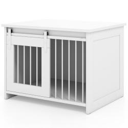 Cage pour chien moderne 80 x 60 x 60 cm avec large plateau gain de place design &eacute;pur&eacute; en bois blanc