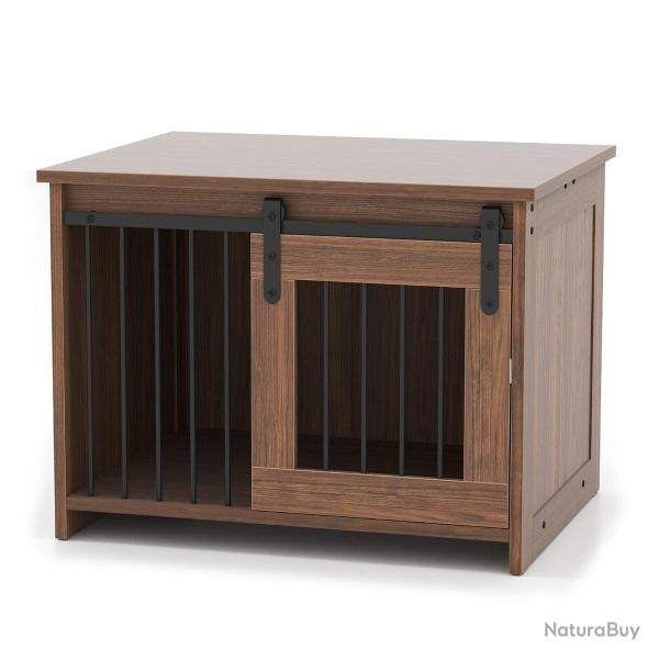 Cage pour chien polyvalente 80 x 60 x 60 cm avec porte coulissante pratique finition moderne en boi
