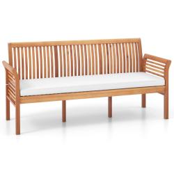 Banc de jardin terrasse 159 x 59 x 77 cm pour 3 personnes avec coussin amovible ergonomique style n