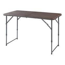 Table de camping pliante &agrave; hauteur r&eacute;glable 120 x 60 cm effet bois 03_0010993