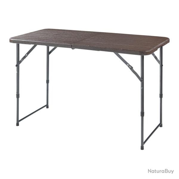 Table de camping pliante � hauteur r�glable 120 x 60 cm effet bois 03_0010993