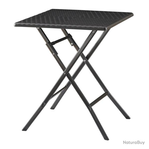 Table de camping pliante 62 x 62 x 73 cm effet rotin noir 03_0011003