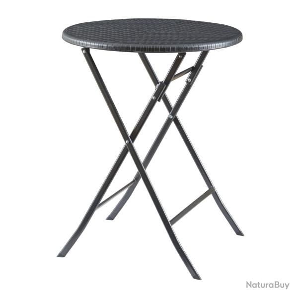 Table de camping pliante 60 x 74 cm effet rotin noir 03_0011002