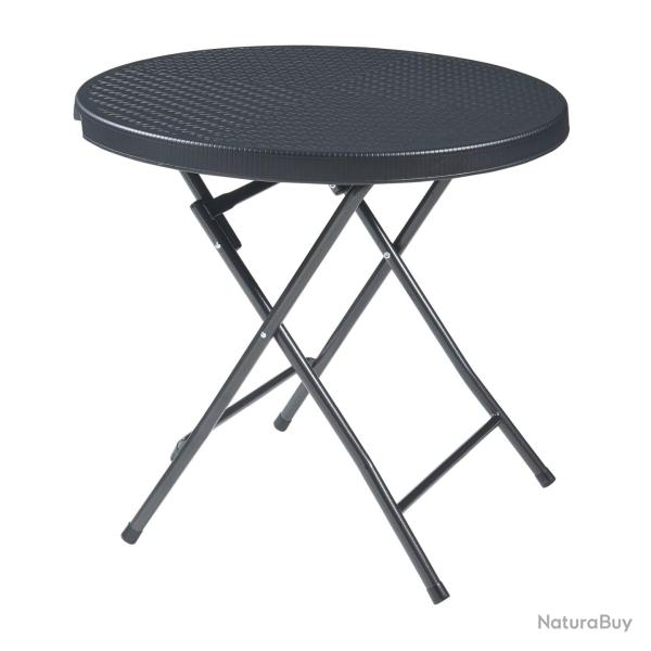 Table de camping pliante 80 x 74 cm effet rotin noir 03_0011005