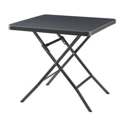 Table de camping pliante 78 x 78 x 74 cm effet rotin noir 03_0011004