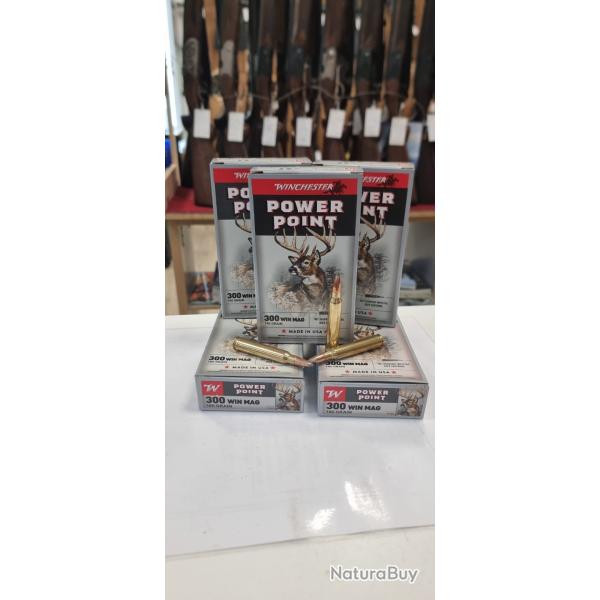 5 boites de 20 balles winchester power point cal 300 win 180gr
