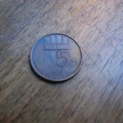 monnaie pays bas   5 CT  1983