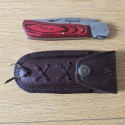 Couteau pliant LAGUIOLE dans son &eacute;tui cuir