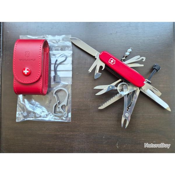 Victorinox Swisschamp + �tui cuir rouge + 2 Cordelettes Victorinox