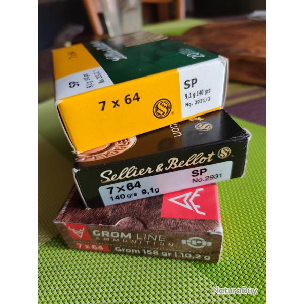 3 BOITE DE 20 MUNITIONS CHASSE 7X64 NEUVES