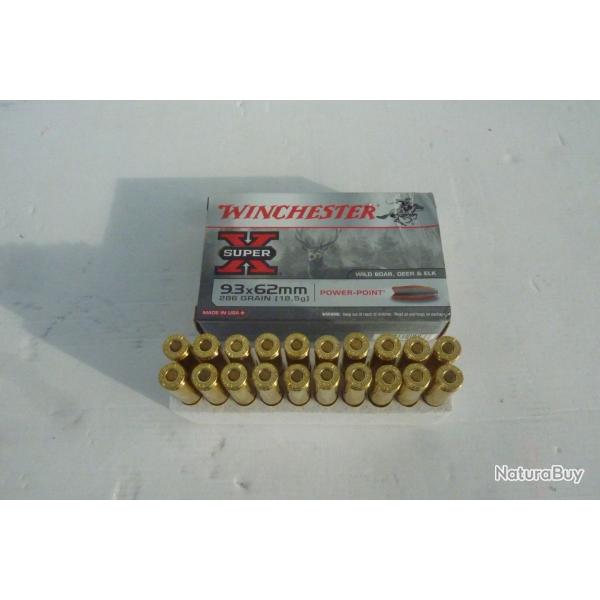 20 balles winchester power-point 9.3x62   286 grains