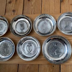 Lot de 7 coupelles argent&eacute;es " Arme du Train"