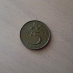 monnaie pays bas 5 cent juliana   1971