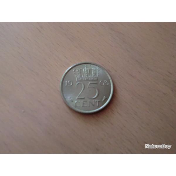monnaie pays bas 25 cent  1963
