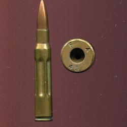 .30-06 inerte Dummy USA WWII 1944 - &eacute;tui laiton 6 flutes longues  - marquage : F A 43