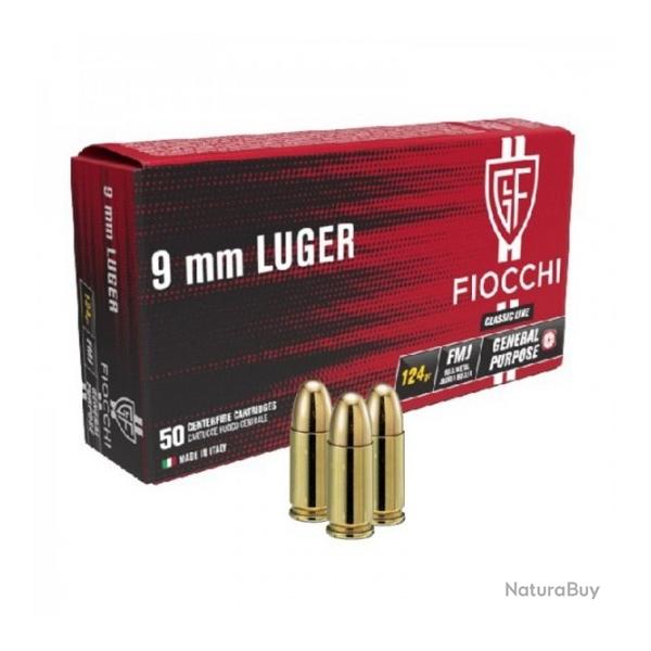 FIOCCHI - 50 cartouches Calibre 9x19, 123 grs FMJ - FI709354