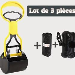 RAMASSE CROTTES POUR CHIEN PRATIQUE + PORTE SACS + 100 SACS POUBELLE