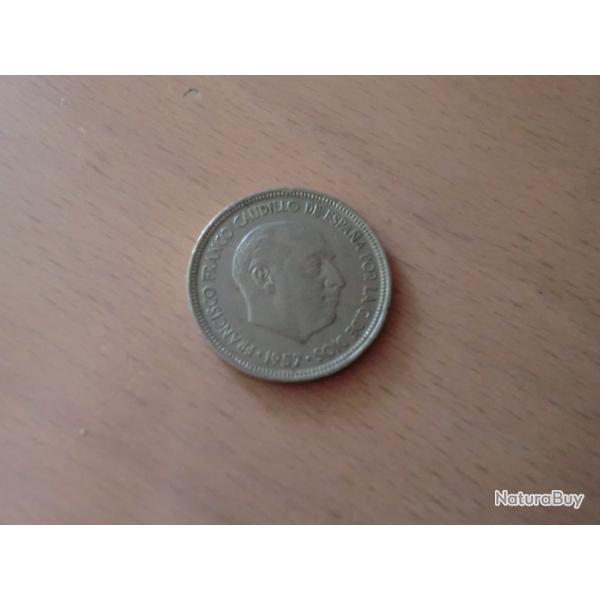 monnaie fransisco franco  5 pesetas 1957