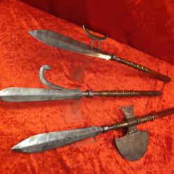 3 Hallebarde ou lances chinoises ancienne.