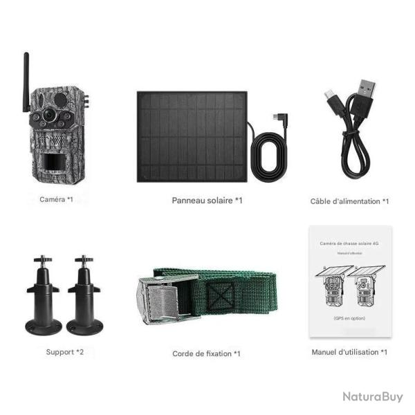 Cam�ra Ext�rieure 4G HC809 5MP *Ench�re* Reconnaissance Animale IA Solaire Batterie Int�gr�e