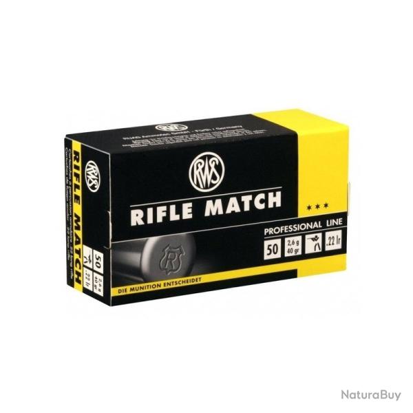 SUPER PROMO !! 5 BOITES DE 50 CARTOUCHES RWS - RIFLE MATCH - CAL.22LR - 40GRS