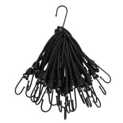 Cordon &eacute;lastique crochets polypropyl&egrave;ne noir 17 cm lot 25 fixation r&eacute;sistante