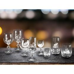Lot de 6 verres &agrave; cognac s&eacute;rie claudia en cristal motifs chasse