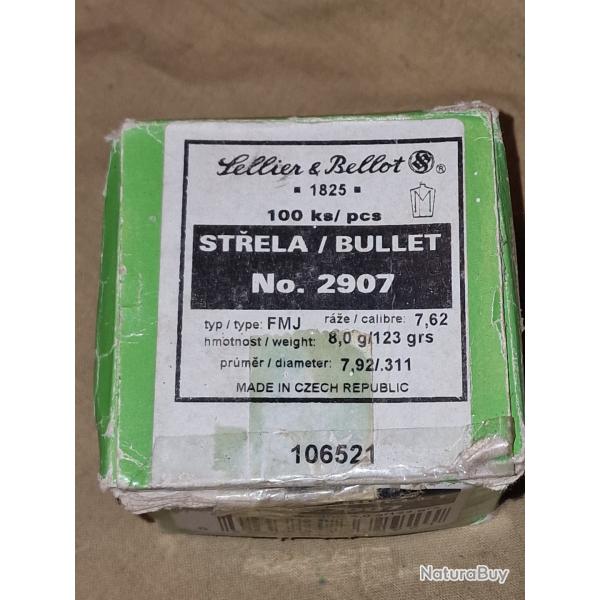 Ogive S&B cal. 311 123gr FMJ (x100) HILMAR SUPER DESTOCK !!!