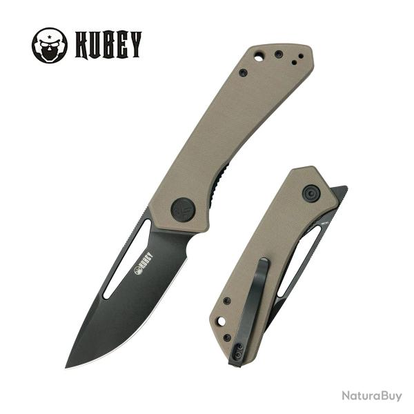 Couteau Kubey Thalia Lame Acier 14C28N Manche G10 Tan Front Flipper IKBS Liner Lock KUB331U