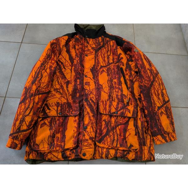 Veste de chasse r�versible orange fluo camo , vert ... Chaude , imperm�able en tr�s bon �tat