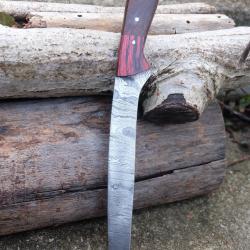 Grand Couteau De Cuisine Lame Acier Damas 256 Couches Manche 2 Bois Fabric Artisanale