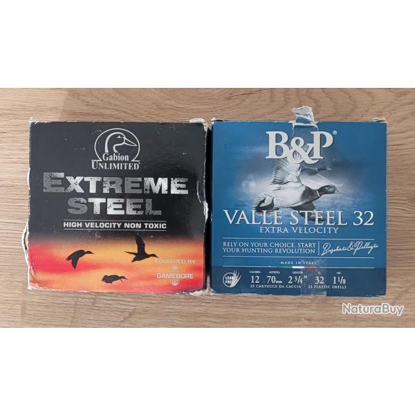 Lot 25 cart. ACIER GABION UNLIMITED EXTREME 36g MAG Plb5 + 25 cart. ACIER B&P VALLE STEEL 32g Plb5