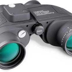 Jumelles Marines 10x50 BAK4 T&eacute;l&eacute;m&egrave;tre et Boussole &Eacute;clair&eacute;e &Eacute;tanches pour Chasse Navigation Outdoor