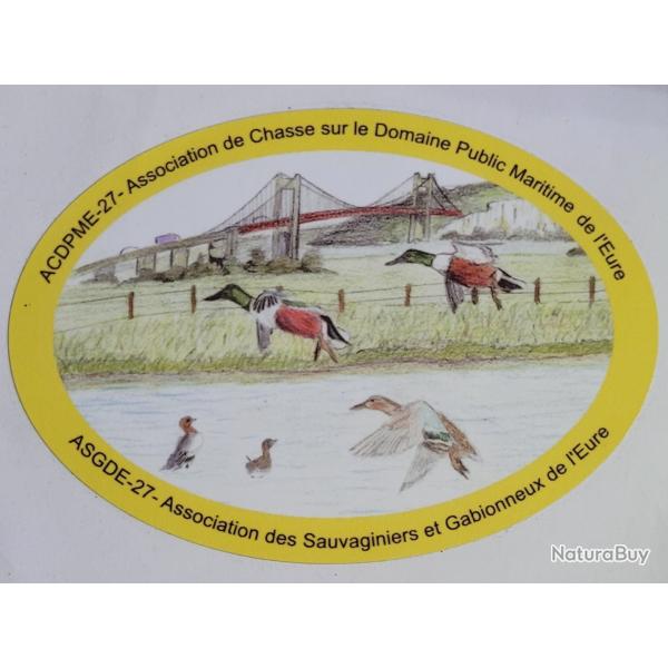 Autocollant chasse. Gibier d'eau , association de chasseurs 27