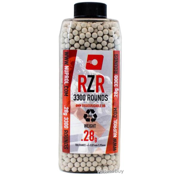 Billes Airsoft 6mm RZR 0.28g BIO bouteille 3500 bbs - 0,28g