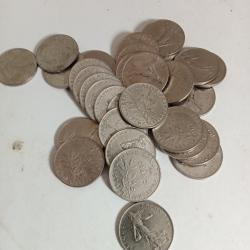 lot de 32 pi&egrave;ces 1 francs semeuse