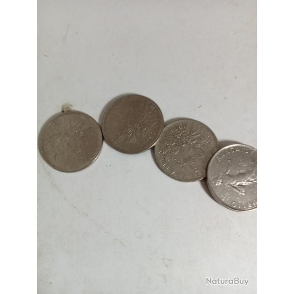 lot de 4 pi�ces 5 francs semeuse