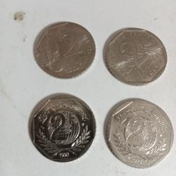 lot de 4 pi&egrave;ces 2 francs commemorative
