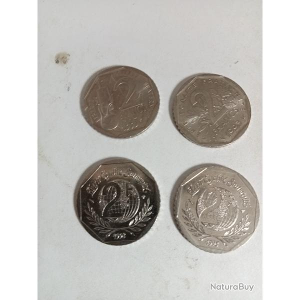 lot de 4 pi�ces 2 francs commemorative