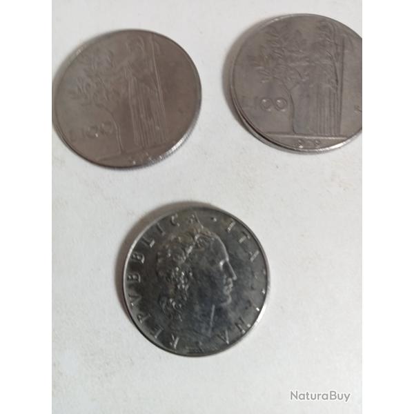 lot de 3 pi�ces 2x100 lire 1979 et 1 de 50 lire 1978