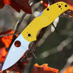Couteau Spyderco Native 5 Salt Lame Acier CPM MagnaCut Manche FRN Yellow Back Lock USA SC41PYL5
