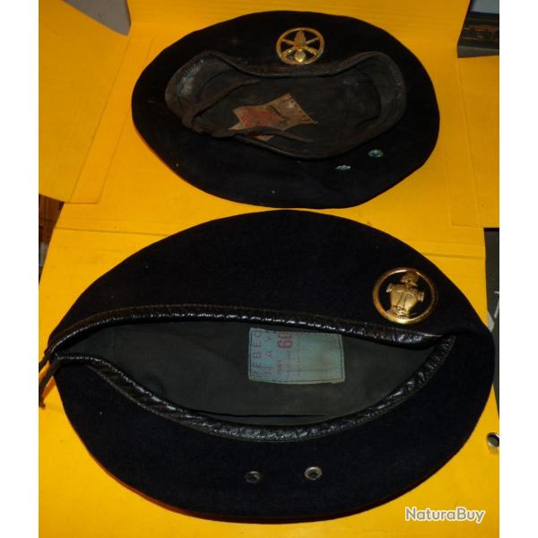 LOT DE 2 BERETS  DE L'ARMEE FRANCAISE�,  INSIGNE TRANSMISSIONS TAILLE 60 FABRICATION FRANCAISE + INS