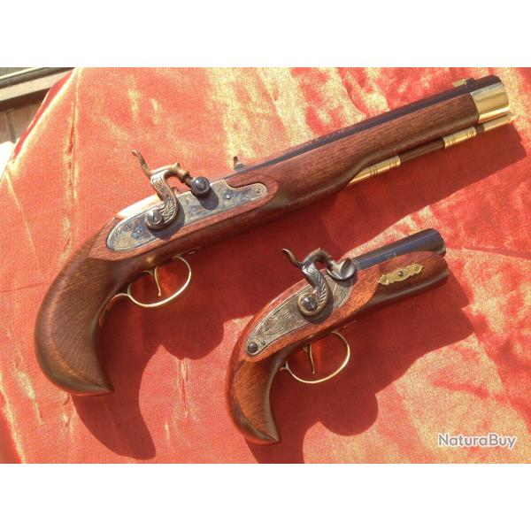 Tr�s belle paire de pistolets � percussion "Kentucky" et "Derringer".