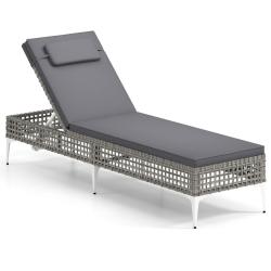 Chaise longue de jardin 194 x 55 x 40 cm dossier r&eacute;glable 6 niveaux coussin amovible design moderne