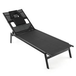 Chaise longue de jardin r&eacute;glable 163-207 x 63 x 98-31 cm 5 positions confort optimal style moderne