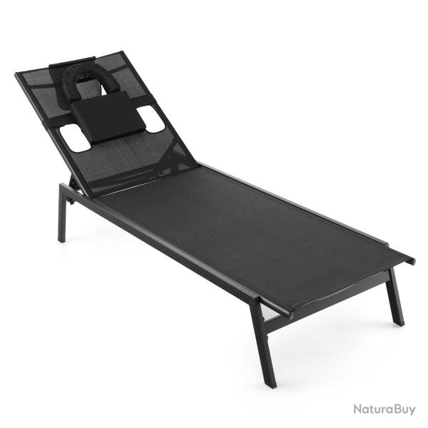 Chaise longue de jardin r�glable 163-207 x 63 x 98-31 cm 5 positions confort optimal style moderne