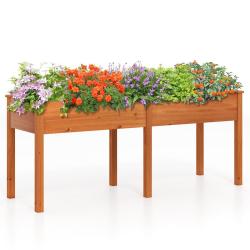 Bac de jardin jardini&egrave;re sur&eacute;lev&eacute; 184 x 58 x 77 cm avec panneau diviseur design ergonomique durable
