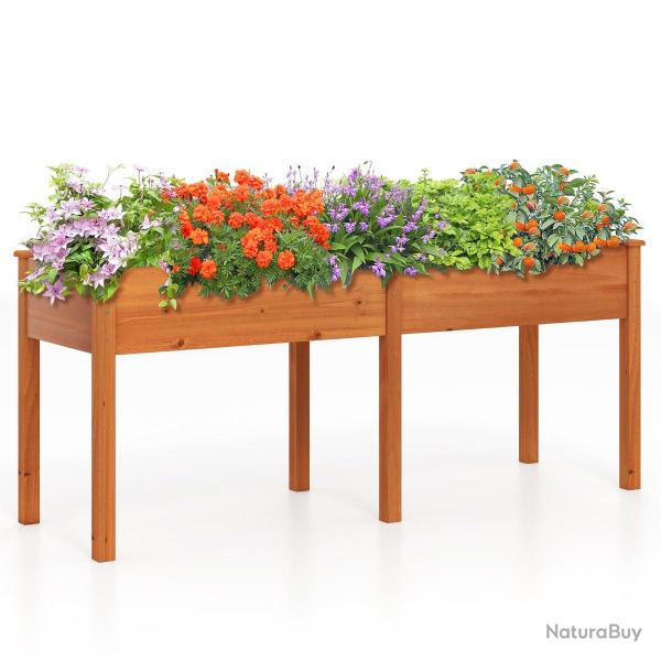 Bac de jardin jardini�re sur�lev� 184 x 58 x 77 cm avec panneau diviseur design ergonomique durable