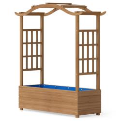 Bac de jardin jardini&egrave;re en bois massif 110 x 40 x 124 cm toit suspendu avec treillis lat&eacute;raux en n